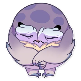 😔 burung hantu, kartun, burung, hewan, stiker telegram sticker