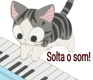 🎹 Solta o som! кот, аниме, пианино, музыка, милый whatsapp sticker
