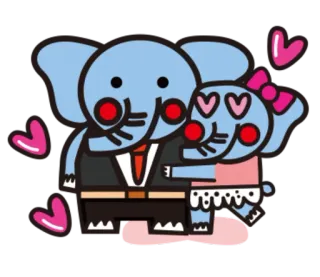 👨 elefant, cartoon, liebe, herzen, süß, tiere, paar telegram sticker