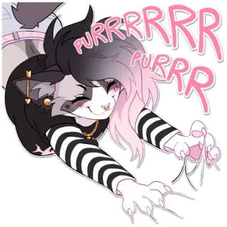 🐱 PURRRRRR PU RRR cat, furry, feline, stretching, purr, kawaii, cute, cartoon whatsapp sticker