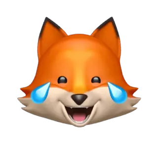 🦊 raposa, animal, emoji, rindo, lágrimas, fofo, feliz telegram sticker