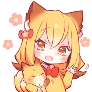 🦊 anime, chibi, kawaii, fox girl, cute, character, cartoon, animal telegram sticker