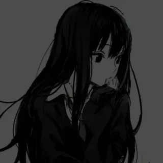 🖇 anime, girl, black hair, manga, cartoon telegram sticker
