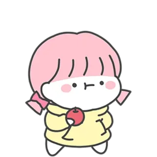 😐 Cartoon, Mädchen, Apfel, Süß, Sticker telegram sticker