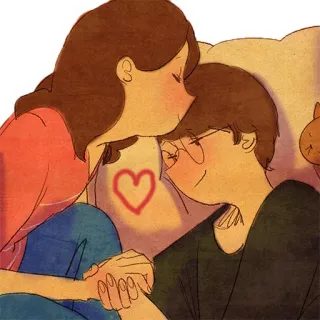 😘 любовь, пара, романтика, сердце, нежность, мультфильм telegram sticker