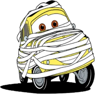 🚕 Mumie, Auto, Cartoon, Halloween, Aufkleber, eingewickelt, Verband telegram sticker