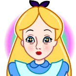 🤩 Alice Alice in Wonderland Alice, Alice nel Paese delle Meraviglie, personaggio, cartone animato, bionda telegram sticker