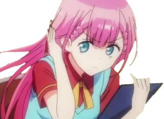 🙄 anime, cô gái, tóc hồng, nhân vật, hoạt hình, manga telegram sticker