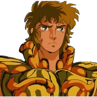 😒 Anime, Personaje, Armadura dorada, Expresión seria telegram sticker