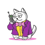 📞 cat, anthropomorphic, telephone, suit, cartoon, animal telegram sticker