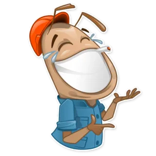 😂 kreskówka, owad, śmiejący się, pomarańczowy kapelusz, papieros telegram sticker