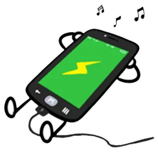 🎧 Handy, Musik, Blitz, Aufladen, Cartoon, Kopfhörer, Animation whatsapp sticker