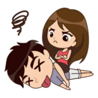 😓 Dibujos animados, Pareja, Relación, Enojado, Amor telegram sticker