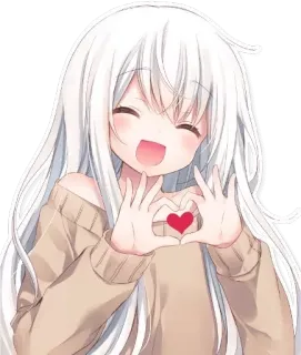 ❤ Anime, Ragazza, Cuore, Carino, Sorridendo, Cartone animato, Amore telegram sticker
