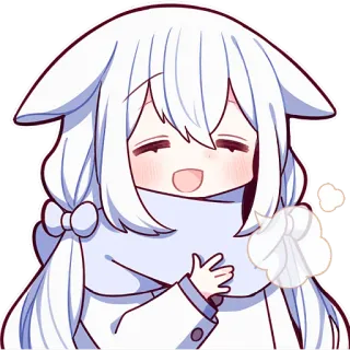 😮‍💨 Аниме, Милый, Девушка, Мультфильм, Белые волосы, Шарф telegram sticker