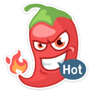 😈 Hot chili, pepper, hot, spicy, food, emoji, cartoon telegram sticker