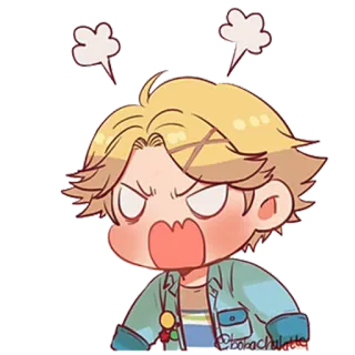 😤 enojado, dibujos animados, chibi, molesto, rubio, lindo telegram sticker