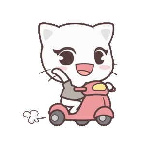 🛵 gato, scooter, lindo, kawaii, animal, dibujos animados whatsapp sticker