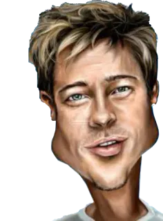 😋 Brad Pitt Brad Pitt, actor, caricature, portrait, celebrity, man whatsapp sticker