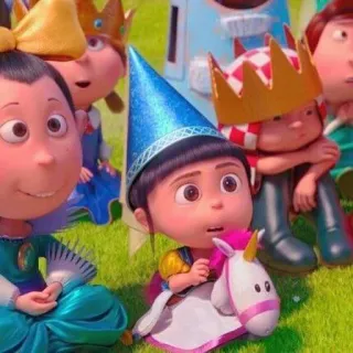 😧 Agnes Despicable Me Agnes, Despicable Me, unicorn, putri, mahkota, kartun telegram sticker