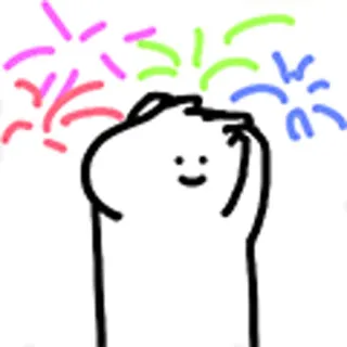 😺 vuurwerk, feest, party, streepmannetje, doodle, schattig, leuk telegram sticker