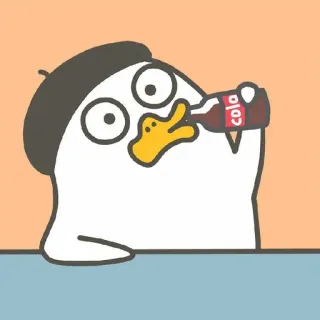 🐣 COLA เป็ด, โคล่า, ดื่ม, การ์ตูน, น่ารัก, สัตว์, เครื่องดื่ม telegram sticker
