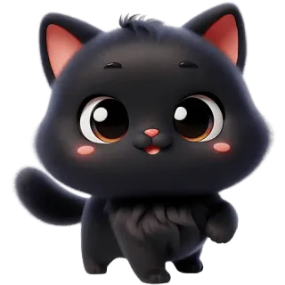 ☺️ gato, gatinho, fofo, gato preto, desenho animado, animal, animal de estimação whatsapp sticker
