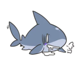 😐 tubarão, exausto, desenho animado, fofo, sonolento telegram sticker