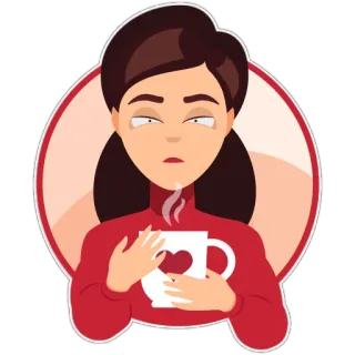 😣 kobieta, kawa, filiżanka, serce, sweter, napój whatsapp sticker