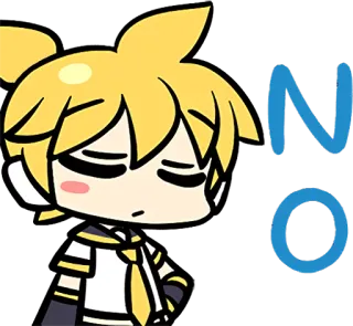 😑 NO Аниме, Мультфильм, Наклейка, Желтый, Персонаж telegram sticker