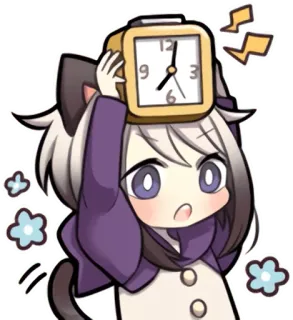 ⏰ fille chat, animé, réveil, kawaii, mignon whatsapp sticker