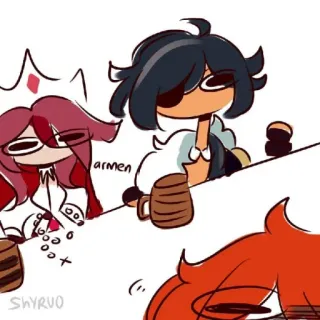 🐾 armen Desenho animado, Bebendo, Anime, Personagens, Ilustração telegram sticker
