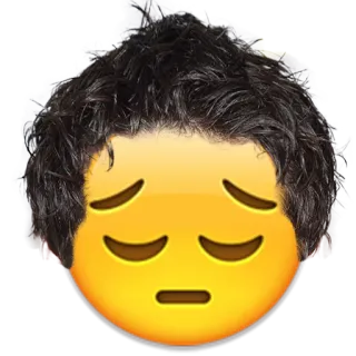 😔 emoji, sad, face, hair telegram sticker