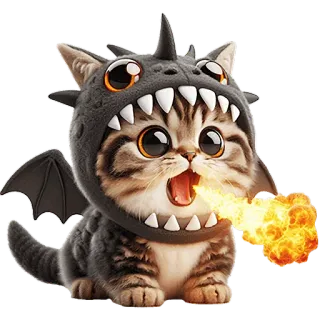 🔥 gatto, drago, animale domestico, animale, gattino, carino, fantasy telegram sticker