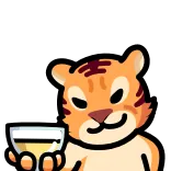 🥂 tigre, animale, bevanda, cartone animato, carino, amichevole whatsapp sticker