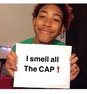 😏 I smell all The CAP ! Meme, Mũ lưỡi trai, Hài hước, Hài, Tiếng lóng trên mạng telegram sticker