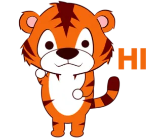 🐯 HI tiger, animal, cartoon, greeting, cute telegram sticker