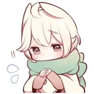 😳 Chibi, Lindo, Anime, Manga, Kawaii, Triste, Bufanda telegram sticker