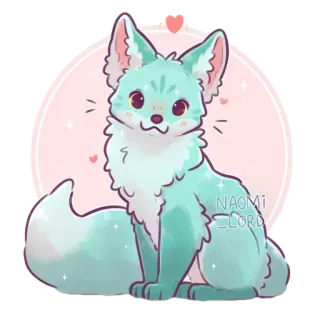 💙 NAOMI_LORD fox, cute, animal, pastel, sparkle, digital art telegram sticker