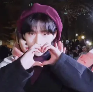 🖤 heart, kpop, man, beret, love, cute telegram sticker