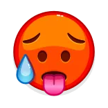 🥵 Эмодзи, Горячий, Потный, Лицо, Уставший, Измученный, Жара whatsapp sticker