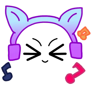 🎤 fones de ouvido, orelhas de gato, notas musicais, acessório, kawaii, fofo whatsapp sticker