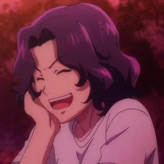 🌊 mulher, anime, cabelo roxo, sorrindo, desenho animado telegram sticker