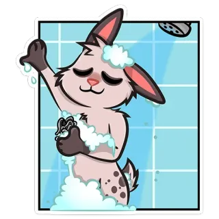 💦 konijn, dier, douche, schoon, zeep telegram sticker