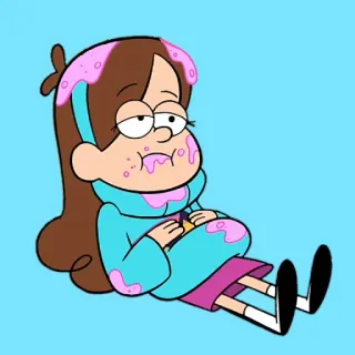 🤰 Mabel Pines Gravity Falls cartoon, animated, food, sweets, eating, pink, Mabel Pines, Gravity Falls telegram sticker