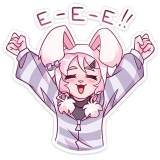 🤩 E-E-E!! 动漫, 兔子, 可爱, 兴奋, 贴纸, 插画 whatsapp sticker