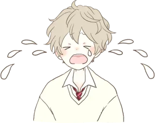 😭 Anime, Weinen, Traurig, Junge, Verärgert, Schuluniform, Tränen telegram sticker