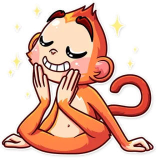 ✨ singe, mignon, animal, autocollant, joyeux, orange telegram sticker