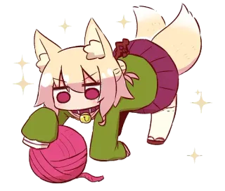 😯 renard, animal, mignon, chibi, laine, kawaii, queue telegram sticker