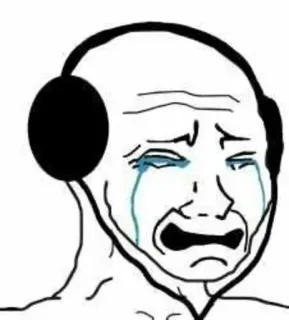 😭 huilen, meme, koptelefoon, verdrietig telegram sticker